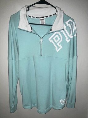 PINK Half-Zip Pullover in Turquoise